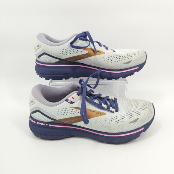 Brooks Ghost 15 Shoes Womens 8.5 Wide Athletic Running Gray Purple 1203801D492 - Picture 1 of 9